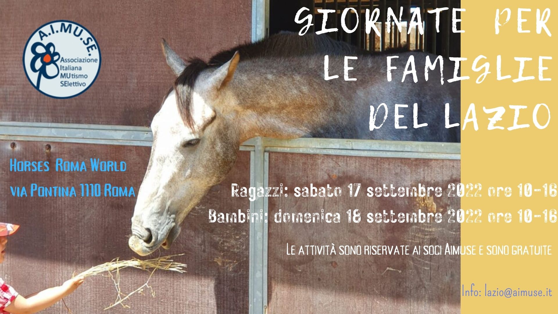 Lazio – Giornate per le famiglie: sabato 17 e domenica 18 settembre 2022