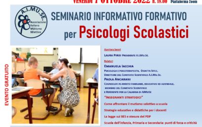 Seminario Informativo Formativo per Psicologi scolastici – Ottobre 2022